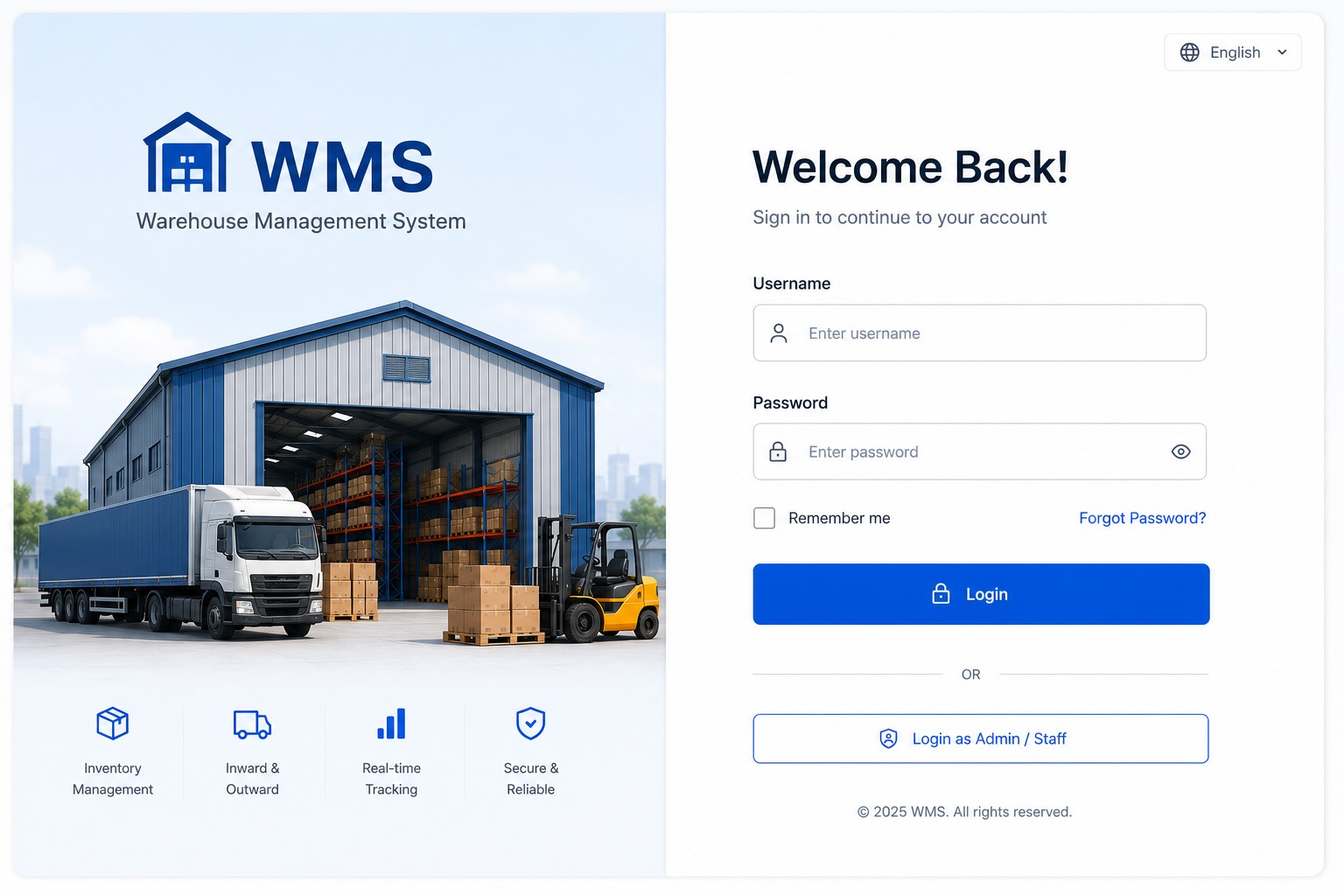 Kopersay WMS login screen